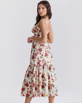 Vestido Feminino Vittore Eliza Midi com Estampa Floral e Bolsos Laterais