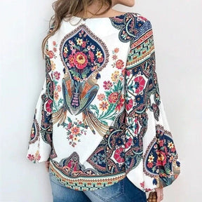 Blusa Floral Manga Bufante