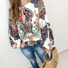 Blusa Floral Manga Bufante