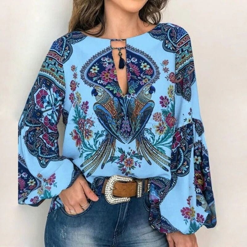 Blusa Floral Manga Bufante