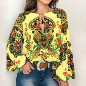 Blusa Floral Manga Bufante