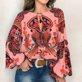 Blusa Floral Manga Bufante