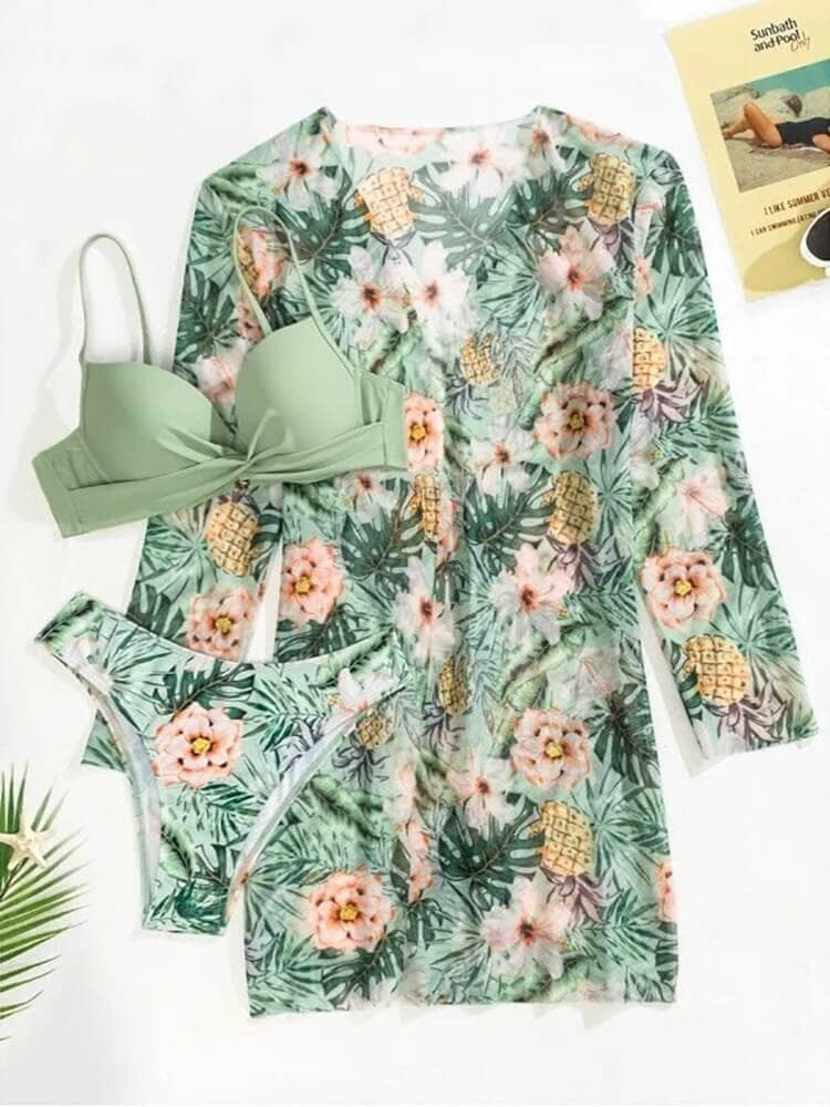 Conjunto Biquíni e Saía de Praia Hibisco