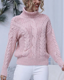 Suéter Feminino Vittore Elisa com Tramas em Tricot e Gola Alta