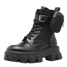 Bota Feminina Plataforma Tratorada Vittore com Cadarço e Bolsinha Lateral
