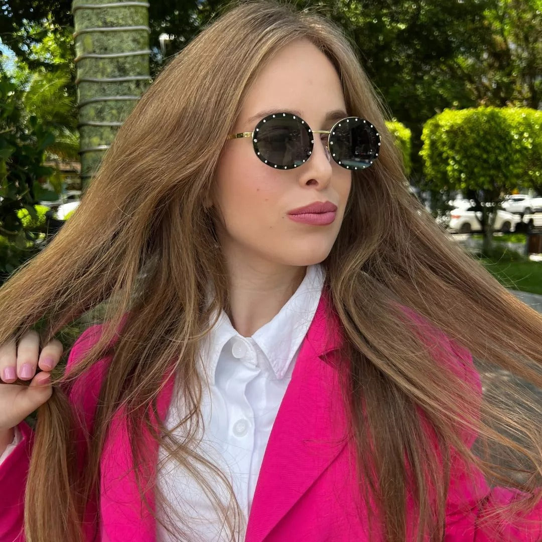 Óculos de Sol Feminino Vittore Oval com Strass - Louise