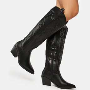 Bota Feminina Vittore Western Tombstone -Cano Longo com Salto Bloco