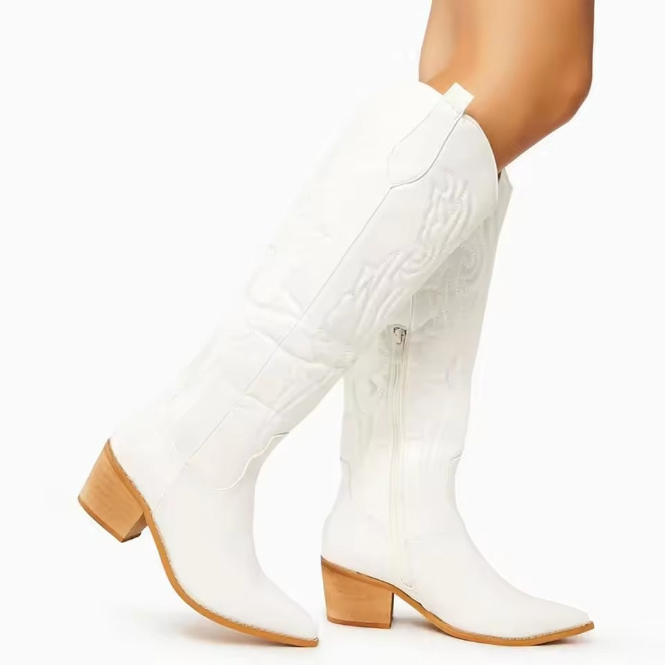 Bota Feminina Vittore Western Tombstone -Cano Longo com Salto Bloco