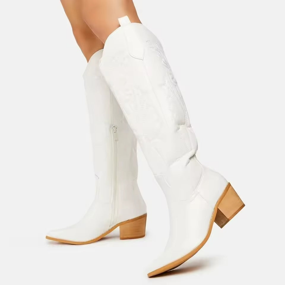 Bota Feminina Vittore Western Tombstone -Cano Longo com Salto Bloco