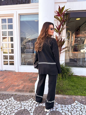 Conjunto Feminino Vittore Pulôver de Tricô com Manga Comprida