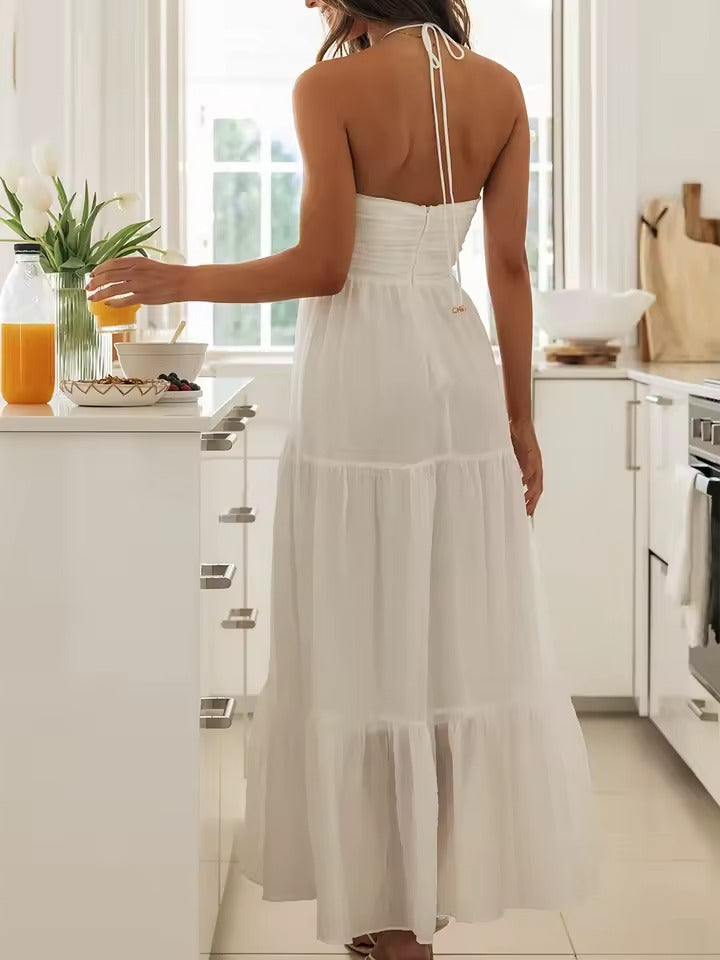 Vestido Feminino Vittore Midi Mia com Decote em V e Tecido Leve