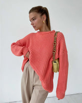Suéter Feminino Vittore Sofia de Tricot Oversized e Gola Redonda