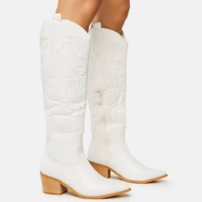 Bota Feminina Vittore Western Tombstone -Cano Longo com Salto Bloco