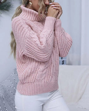 Suéter Feminino Vittore Elisa com Tramas em Tricot e Gola Alta