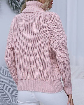 Suéter Feminino Vittore Elisa com Tramas em Tricot e Gola Alta