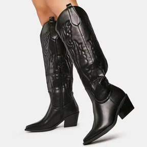 Bota Feminina Vittore Western Tombstone -Cano Longo com Salto Bloco