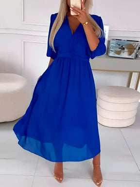 Vestido Suzi - Elegante com Decote em V Boêmio Slim-Vittore Modas