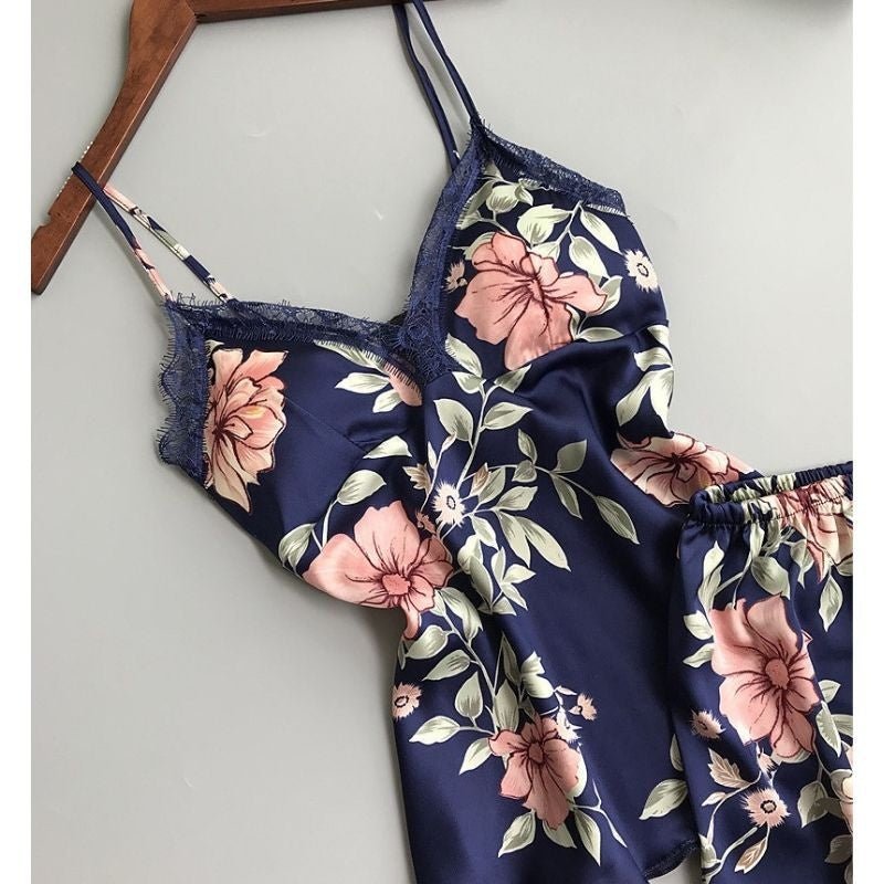 Pijama Floral Acetinado-Vittore Modas