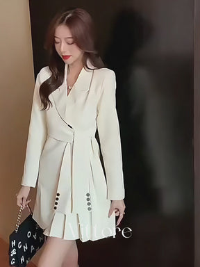 Blazer Vittore Annabely Longo com Cinto Ajustável e Detalhe Lateral Plissado