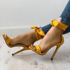 Sandália Salto Camurça Lace Up-Vittore Modas