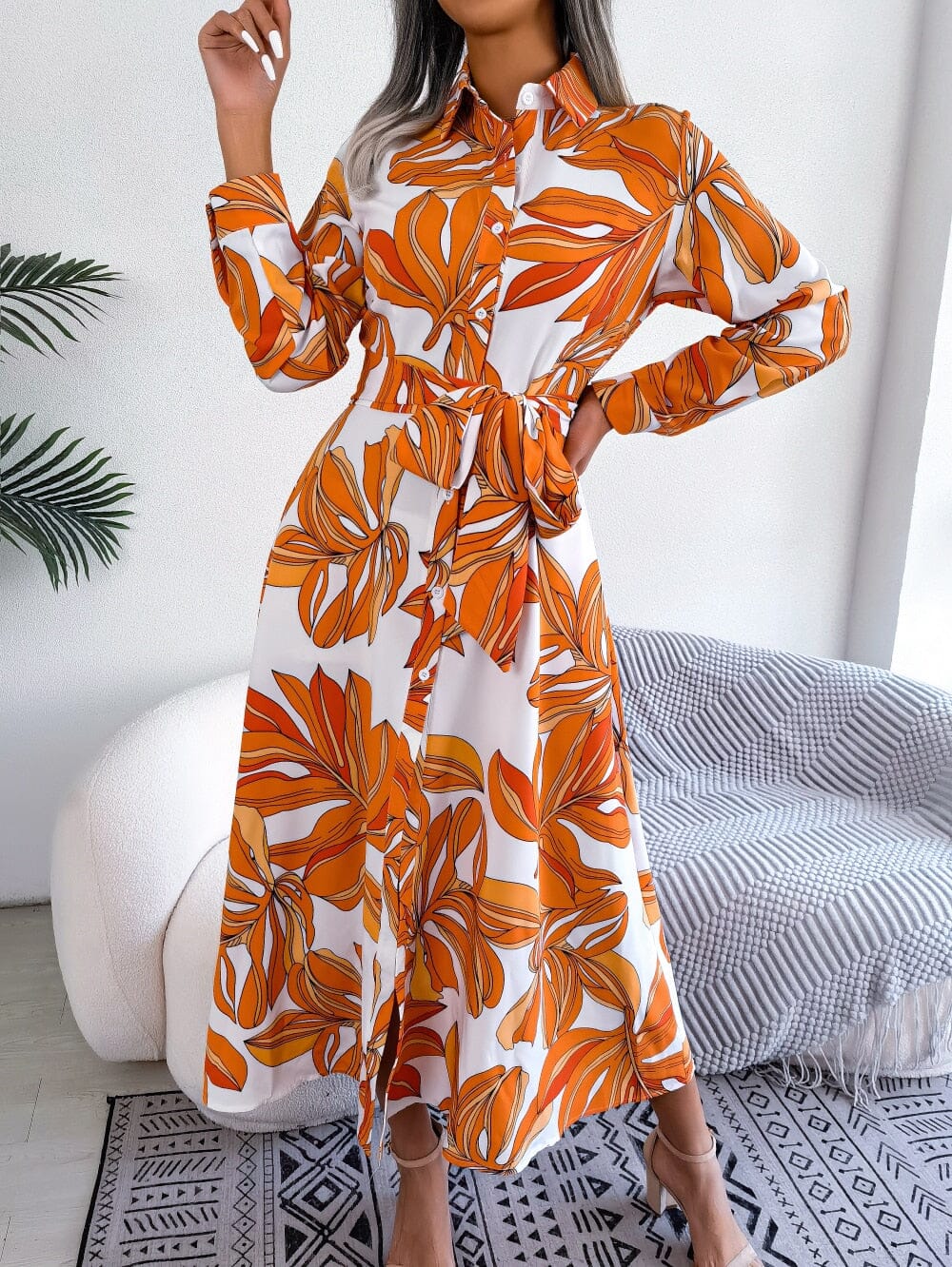 Vestido Yasmin Manga longa Floral-Vittore Modas